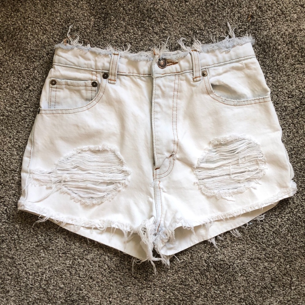 Acid washed high waisted shorts